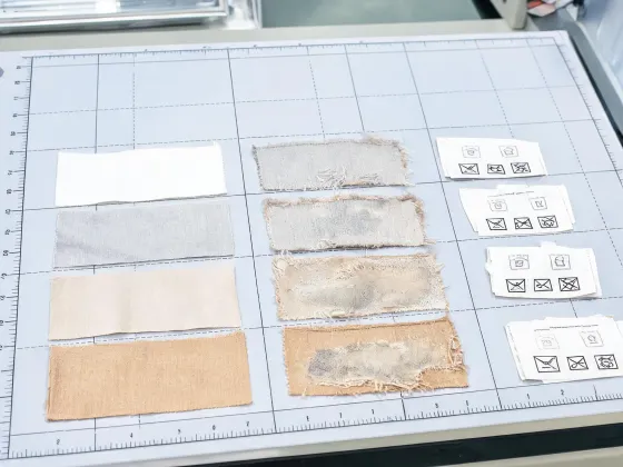 Uniform fabric swatches with abrasion test specimens